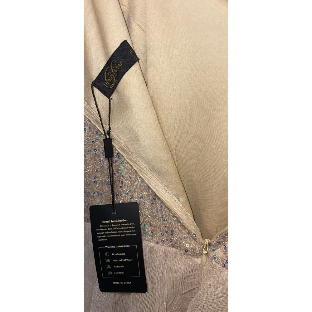 Dressystar Dress Peach Seaquin Adjustable Strap Stretch Women’s Size Large - Picture 6 of 9